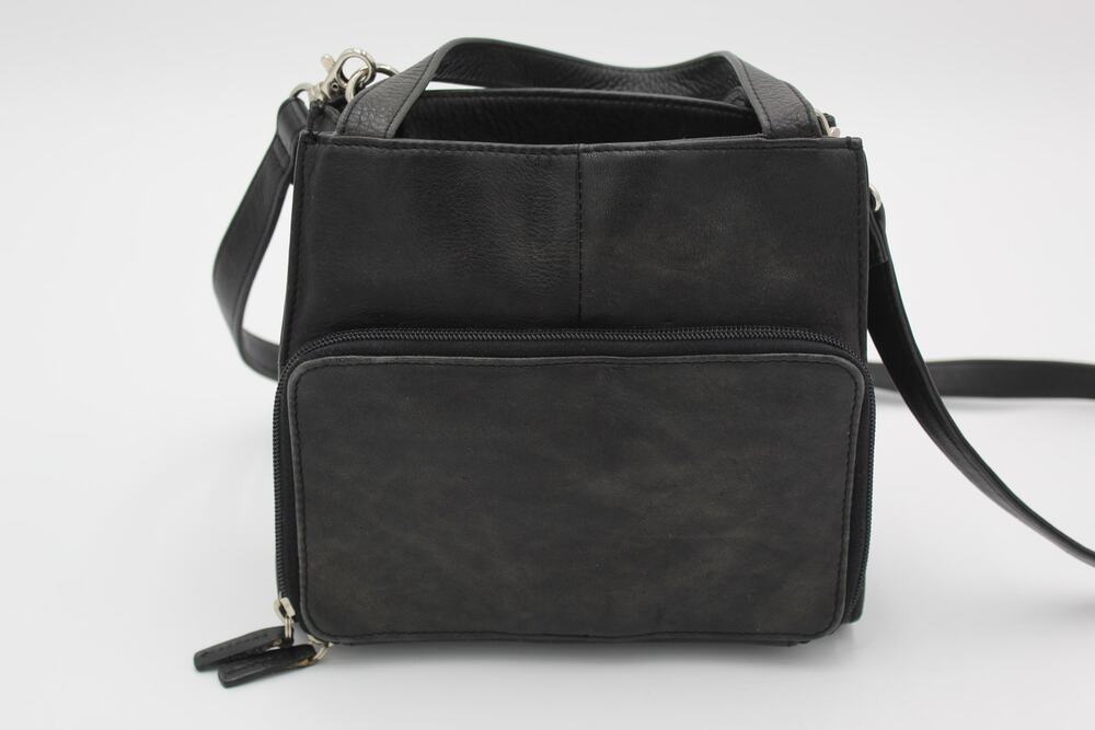 Fossil Y2K Tote Black Leather Crossbody Bag Purse Small Travel Minimalist